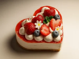 Mousse Corazón Vainilla con Fresas